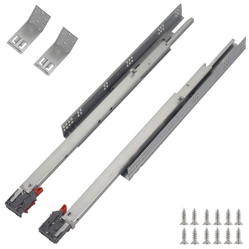 OCG Under Mount Drawer Slides 15 inch (1 Pair), Full Extension Soft Close Concealed Drawer Runners, Come with Mounting Screws and Brackets - Image 1